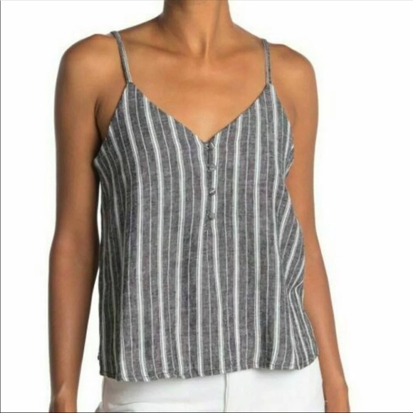 Abound XS or XXS Linen Striped Tank Top Blue White Nordstrom Shirt Light - Picture 1 of 8